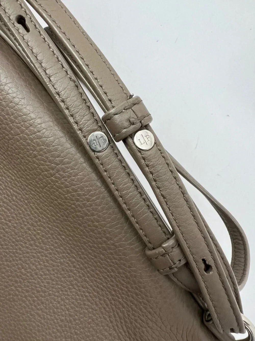 Loro Piana Grained Calfskin 23.5 Extra Pocket Warm Mastic Backpack